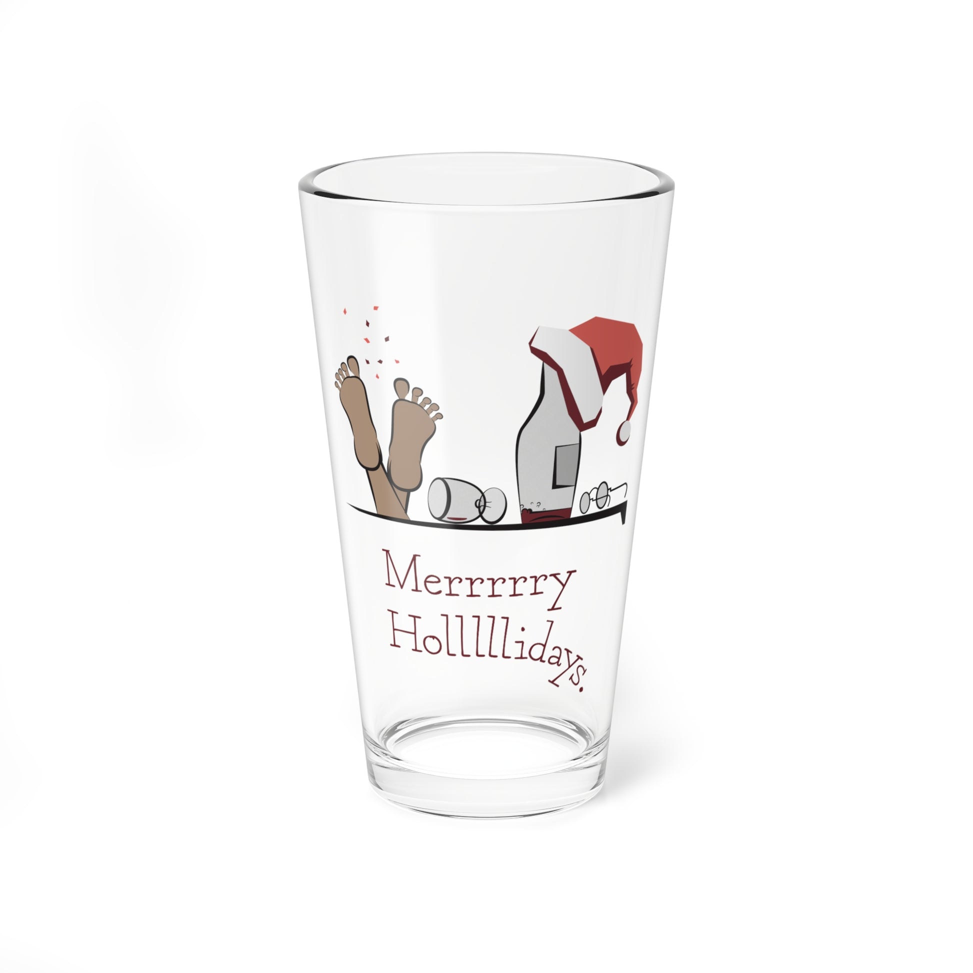 Mug Drunk Santa Beer Pint Glass | 16oz Drinkware | Glassware for Beer Lovers