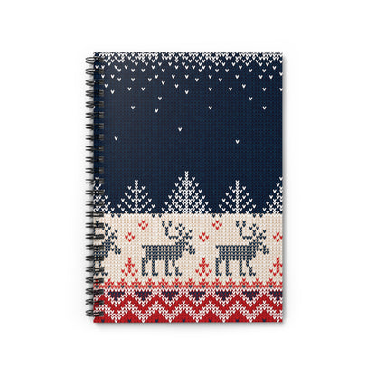 Ugly Reindeer Sweater Spiral Notebook | Funny Ruled-Line Journal | Holiday Stationery