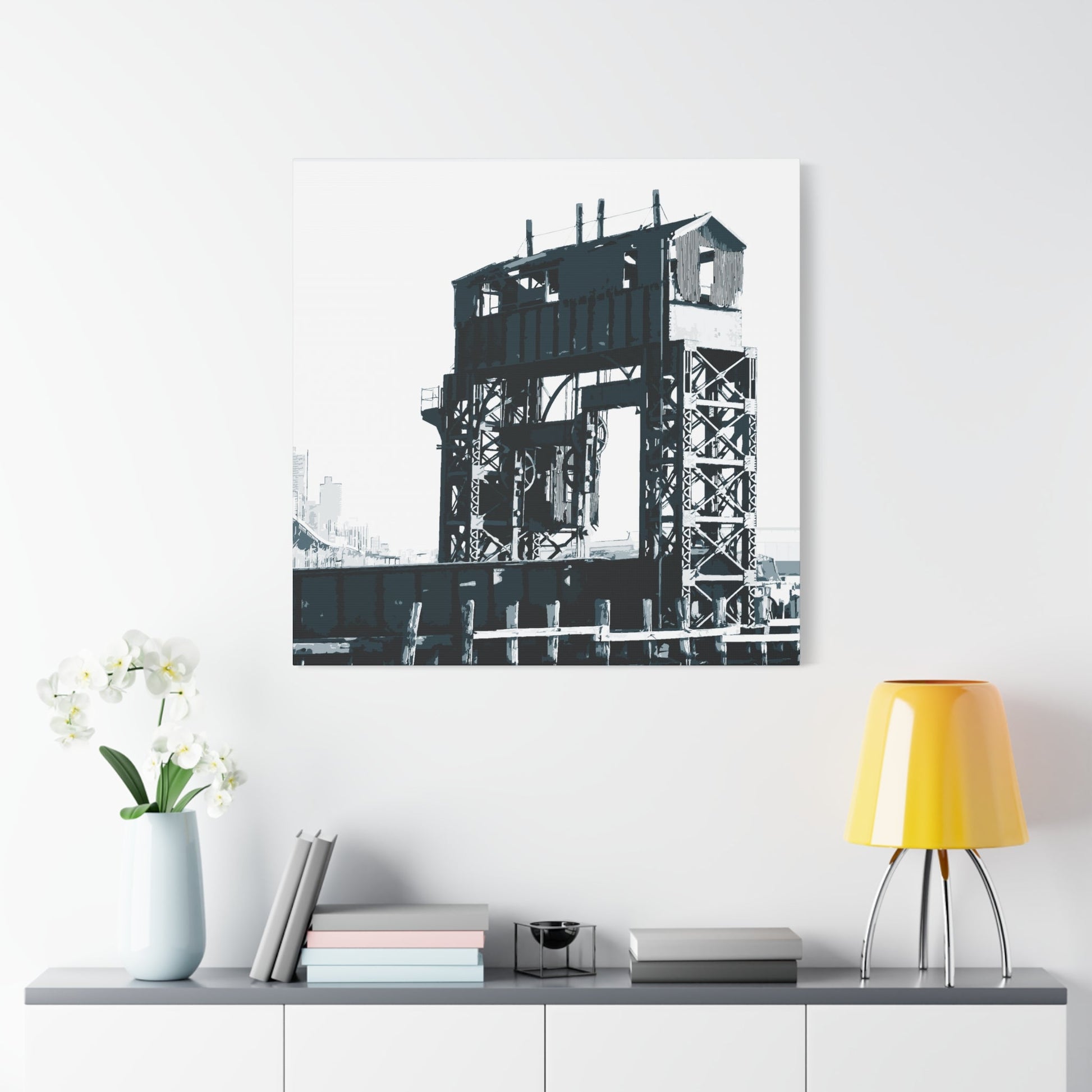 UWS Urban Decay Square Stretched Canvas Print — Hudson River NYC Graphic — Detail