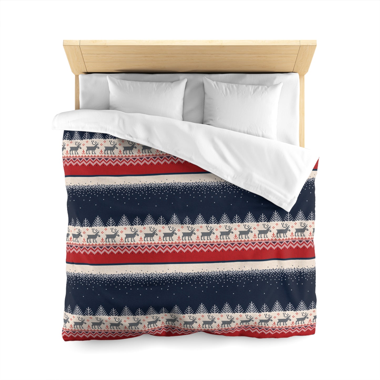 Bed & Bath Ugly Reindeer Sweater Duvet Cover | Festive Knit-Look Bedding | Funny Holiday Bedroom Decor