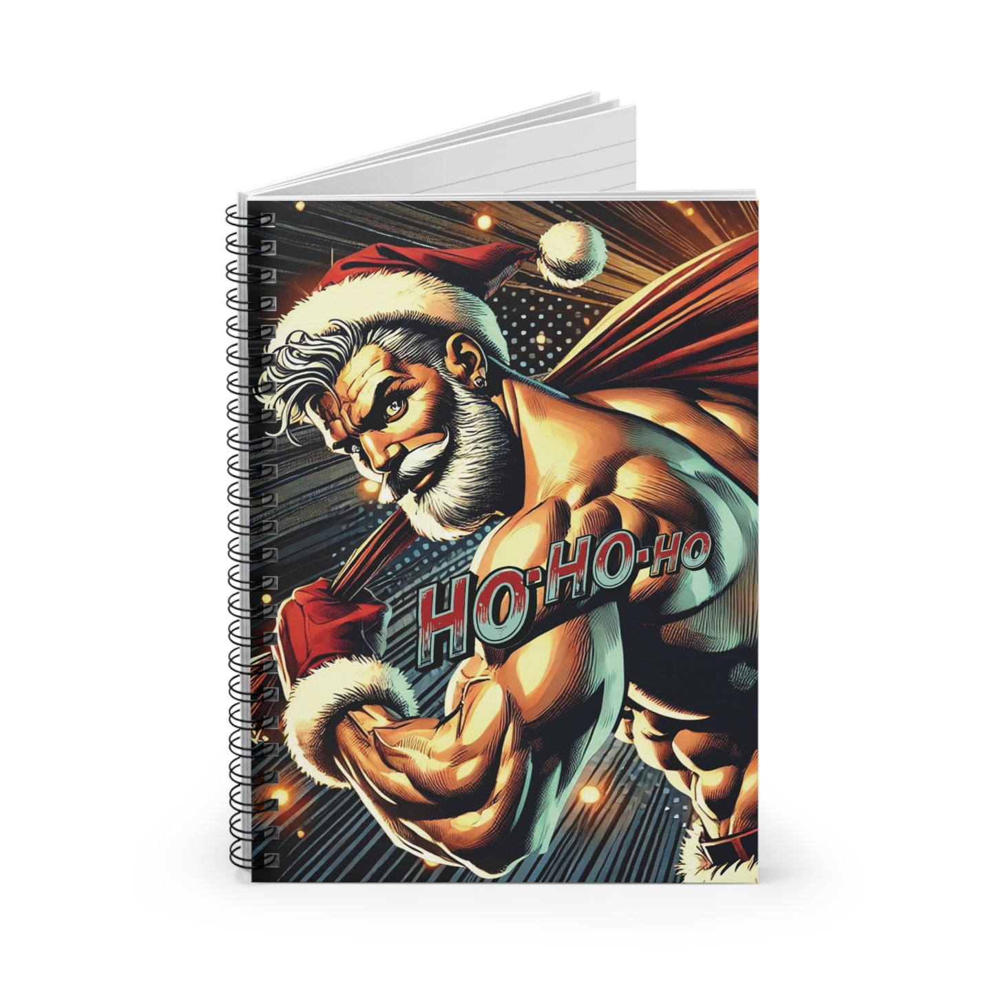 Ho-Ho-Ho! Naughty Santa Claus Spiral Notebook | Big Hanging Sack Festive Gift & Organizer