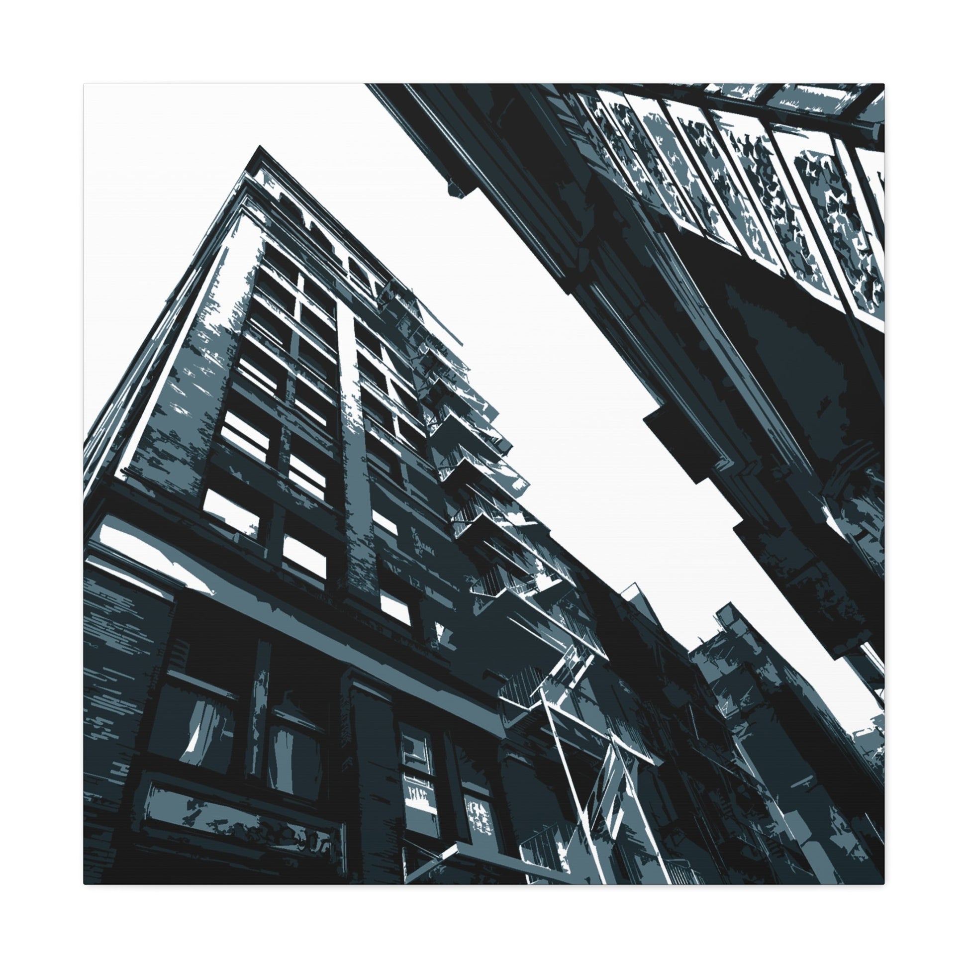 SoHo NYC Grunge Square Stretched Canvas Print — Graphic — Detail