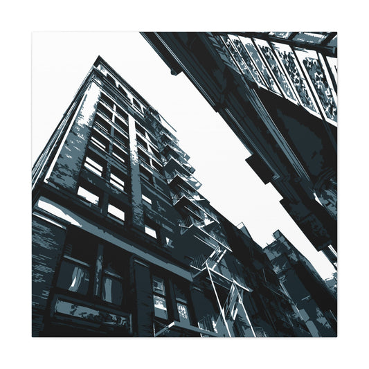 SoHo NYC Grunge Square Stretched Canvas Print — Graphic — Detail