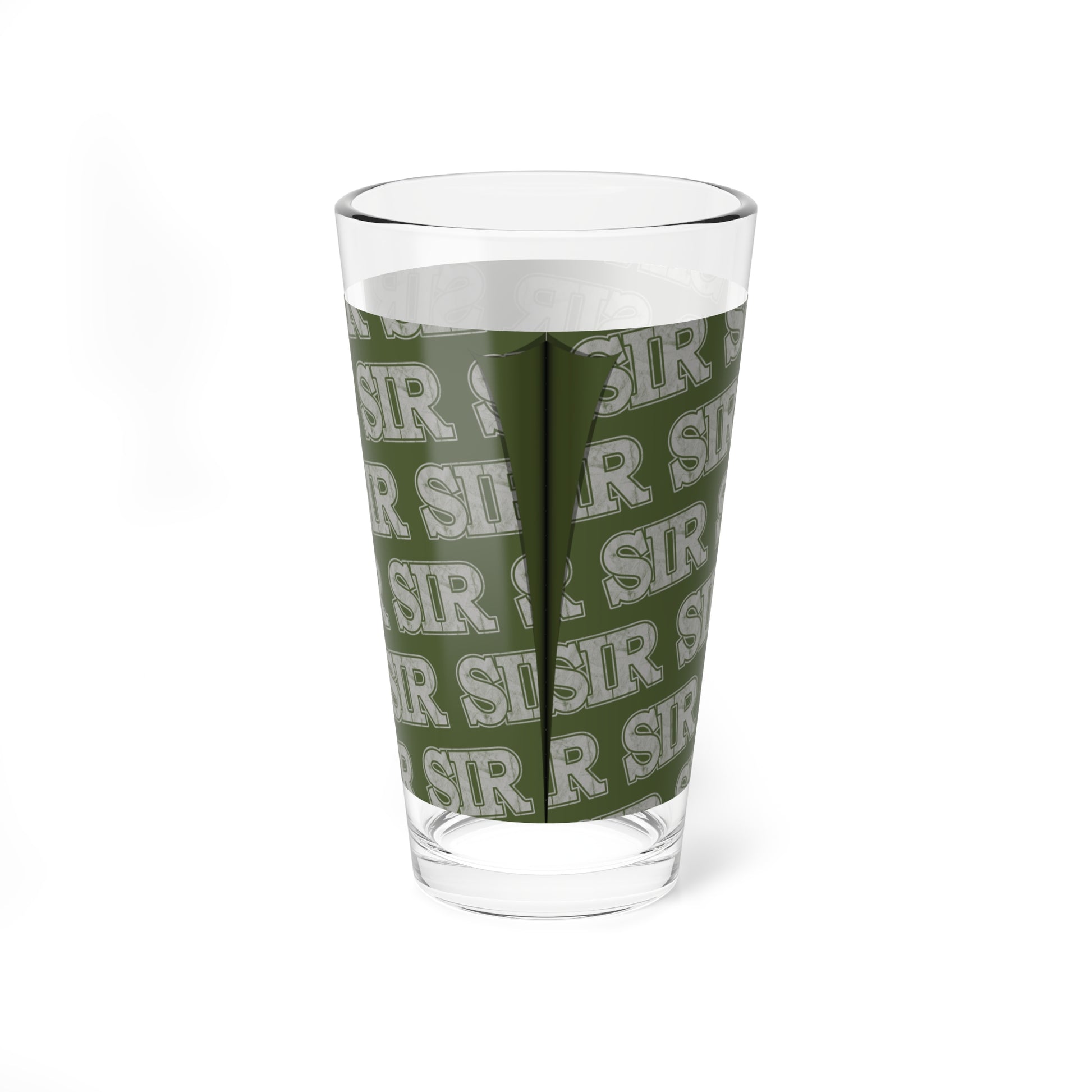 Mug Sir Alpha Guy Military Nerd Pint Glass | Army Green Distressed Pattern | Alpha Drinkware for Commanding Personalities