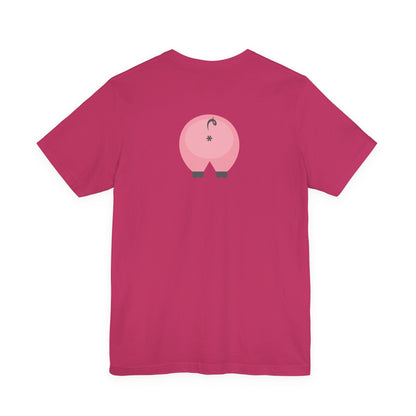 Berry / 4XL T-Shirt Pink 'Oink' Jersey Double-Sided Tee - Dirty Pigs, Bubble Butt Graphic, Ethical Soft Cotton, Unisex S-3XL