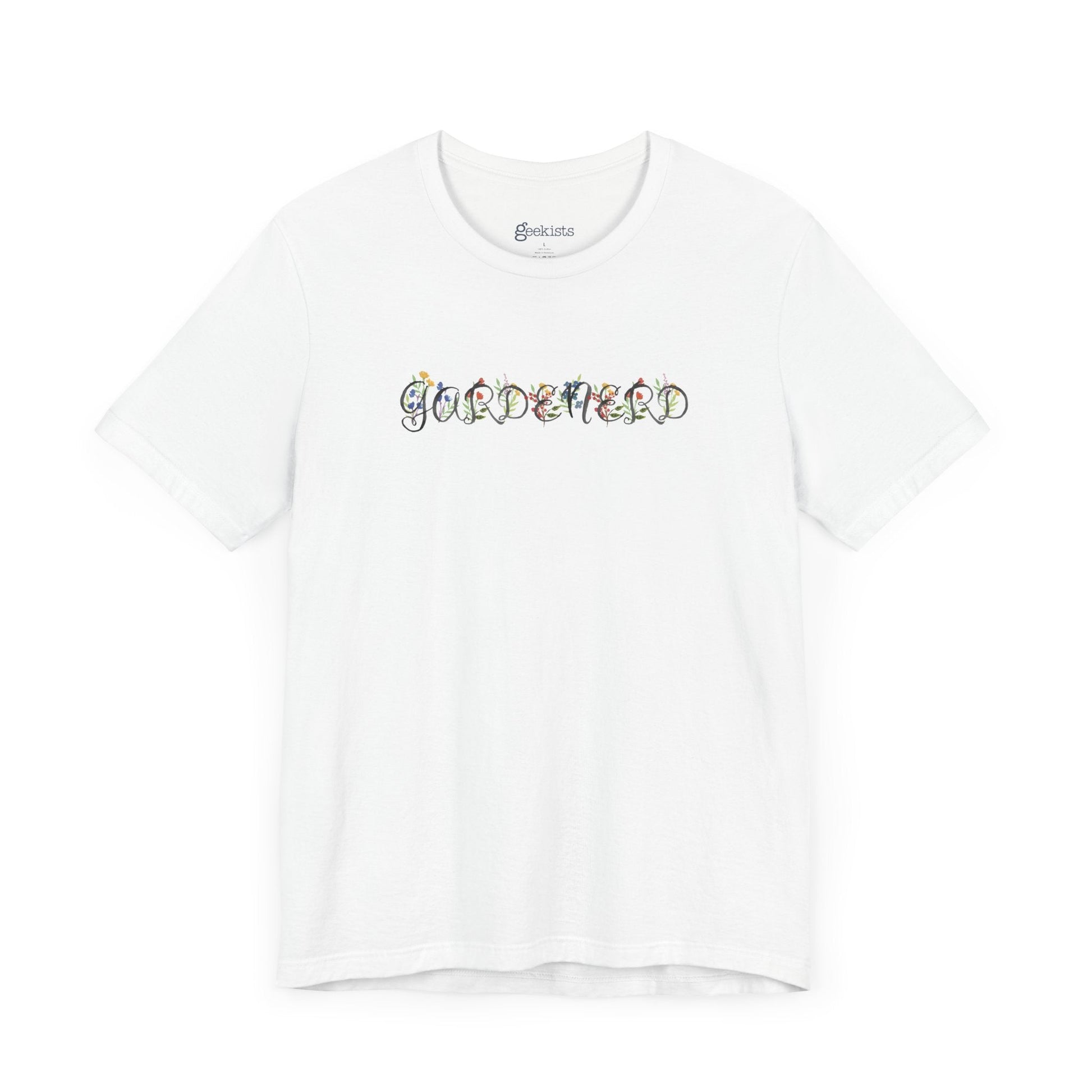 White-5XL T-Shirt Gardenerd Unisex T-Shirt – Funny Garden Nerd Shirt with Watercolor Floral Design | Made in USA | Free Shipping