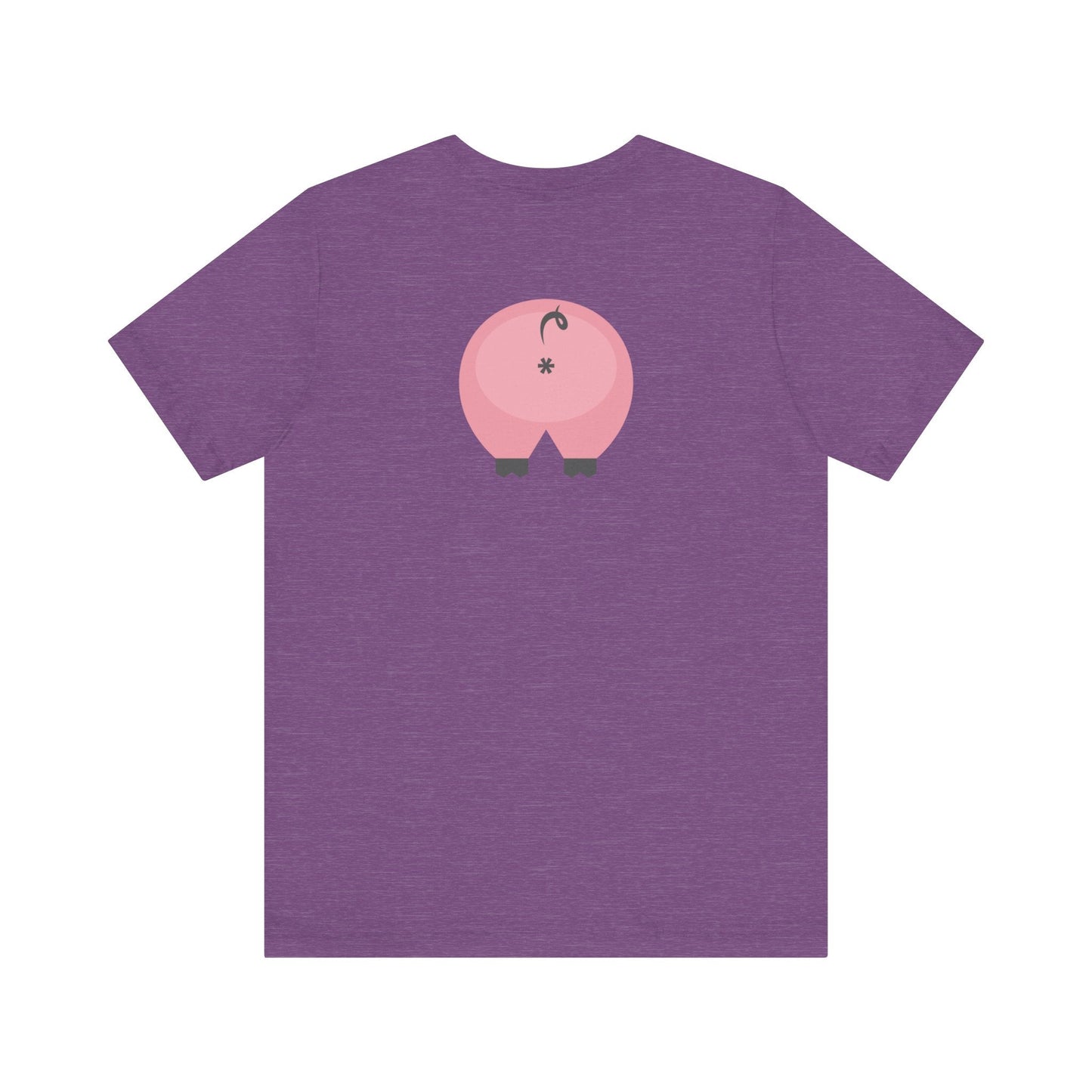 Heather Purple / 3XL Clothing Stuff > Shirts & Tops > Short Sleeve Jersey Tee Funny Pig Butt Short Sleeve Jersey Tee – Cheeky Gift for Animal Lovers