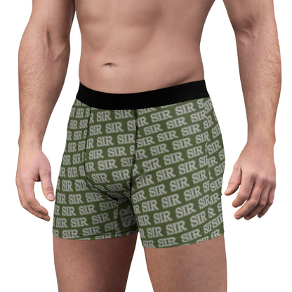 All Over Prints Sir Alpha Guy Military Nerd Boxer Briefs | Army Green Distressed Pattern | Commanding Underwear for Alpha Personalities