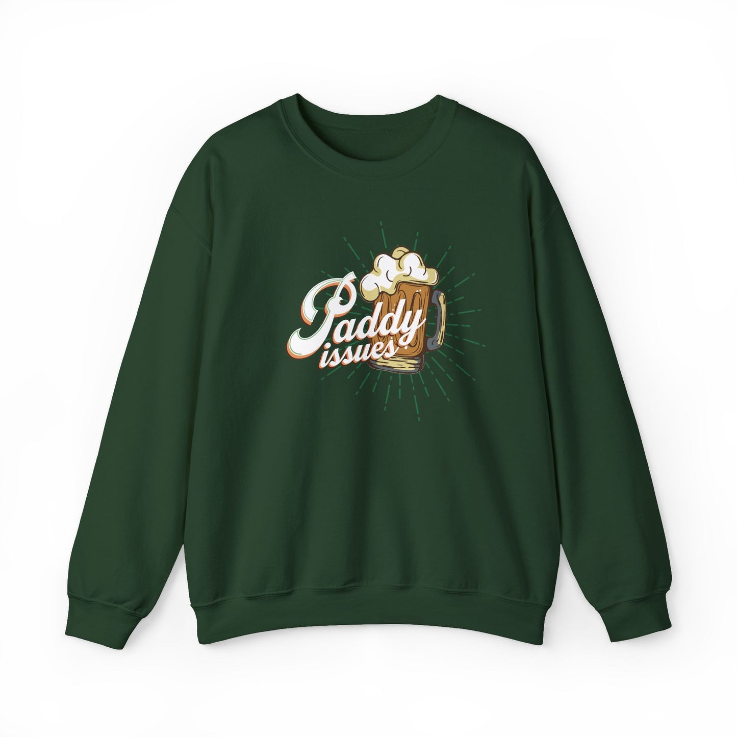 Cozy Paddy Issues Sweatshirt Featuring Shamrock Design and Irish Pub Humor for St. Patrick’s Day | variant