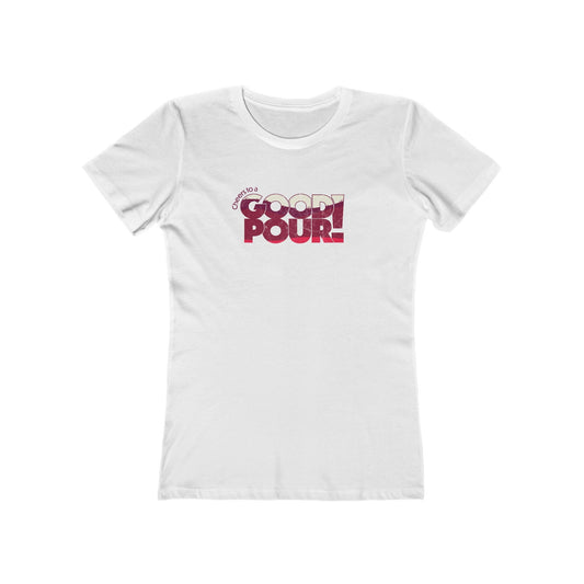 Solid-White-3XL T-Shirt Cheers to a Good Pour | Distressed Retro T-Shirt for National Red Wine Day | Women’s Slim Fit Tee