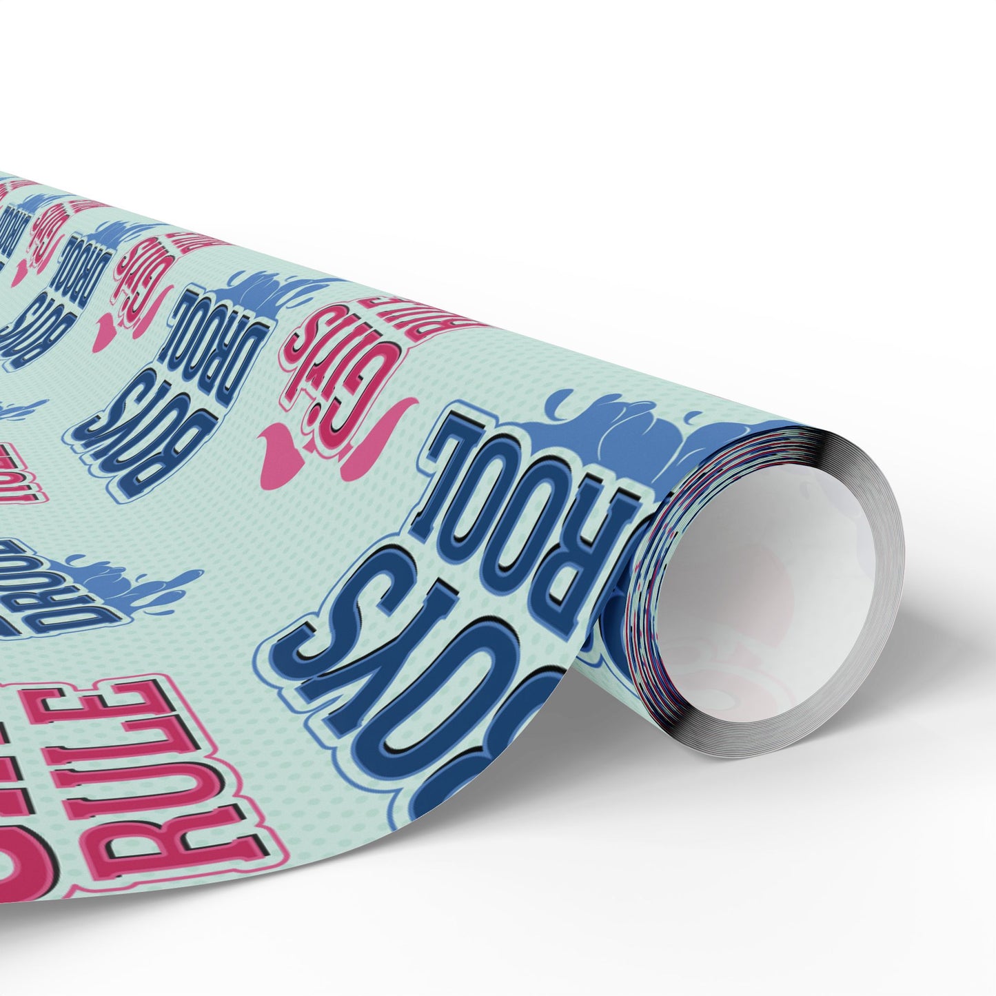 Girls Rule, Boys Drool Wrapping Paper Roll - Retro Polkadot Pattern