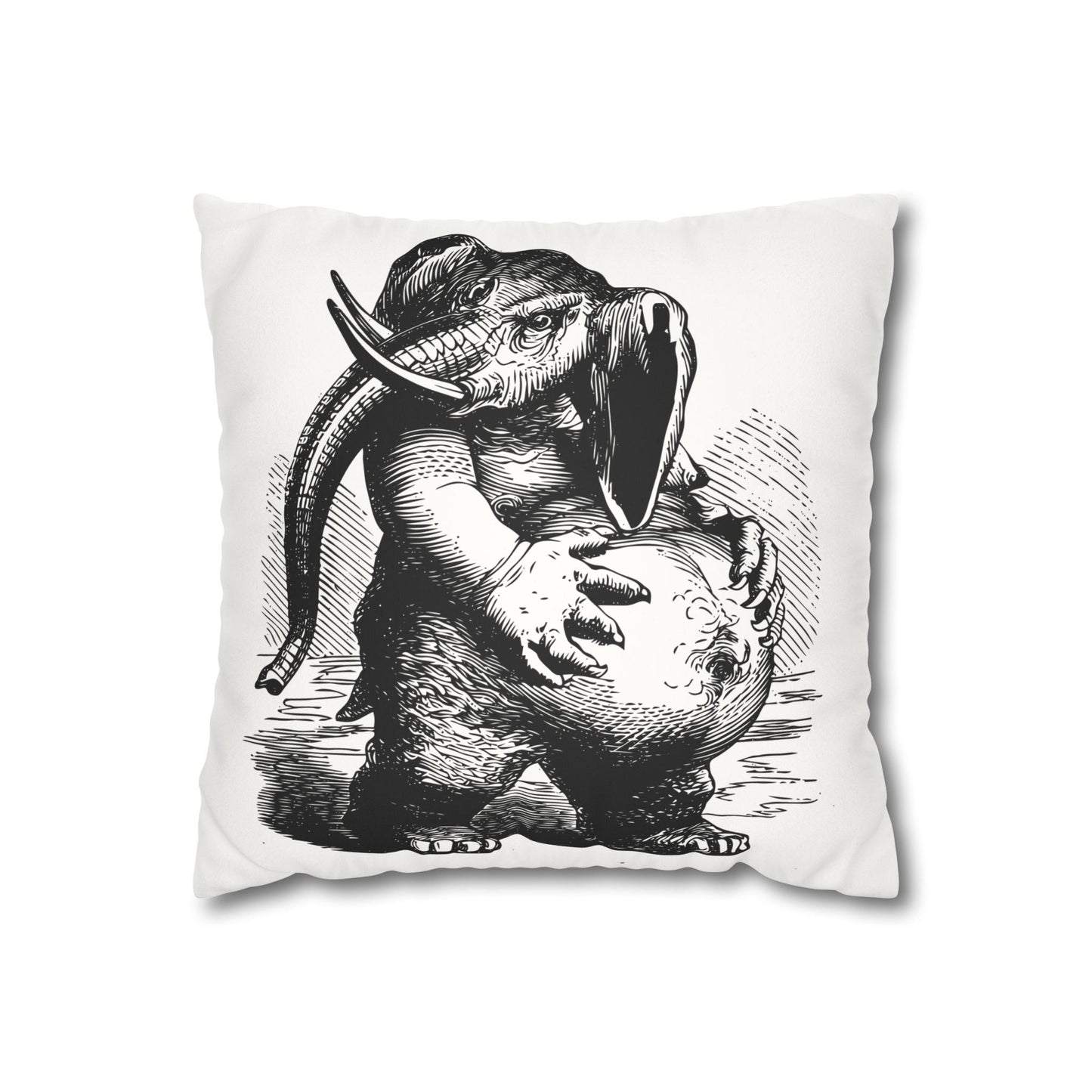 Behemoth from Dictionnaire Infernal 1863 — Victorian gothic elephant engraving throw pillow | hero