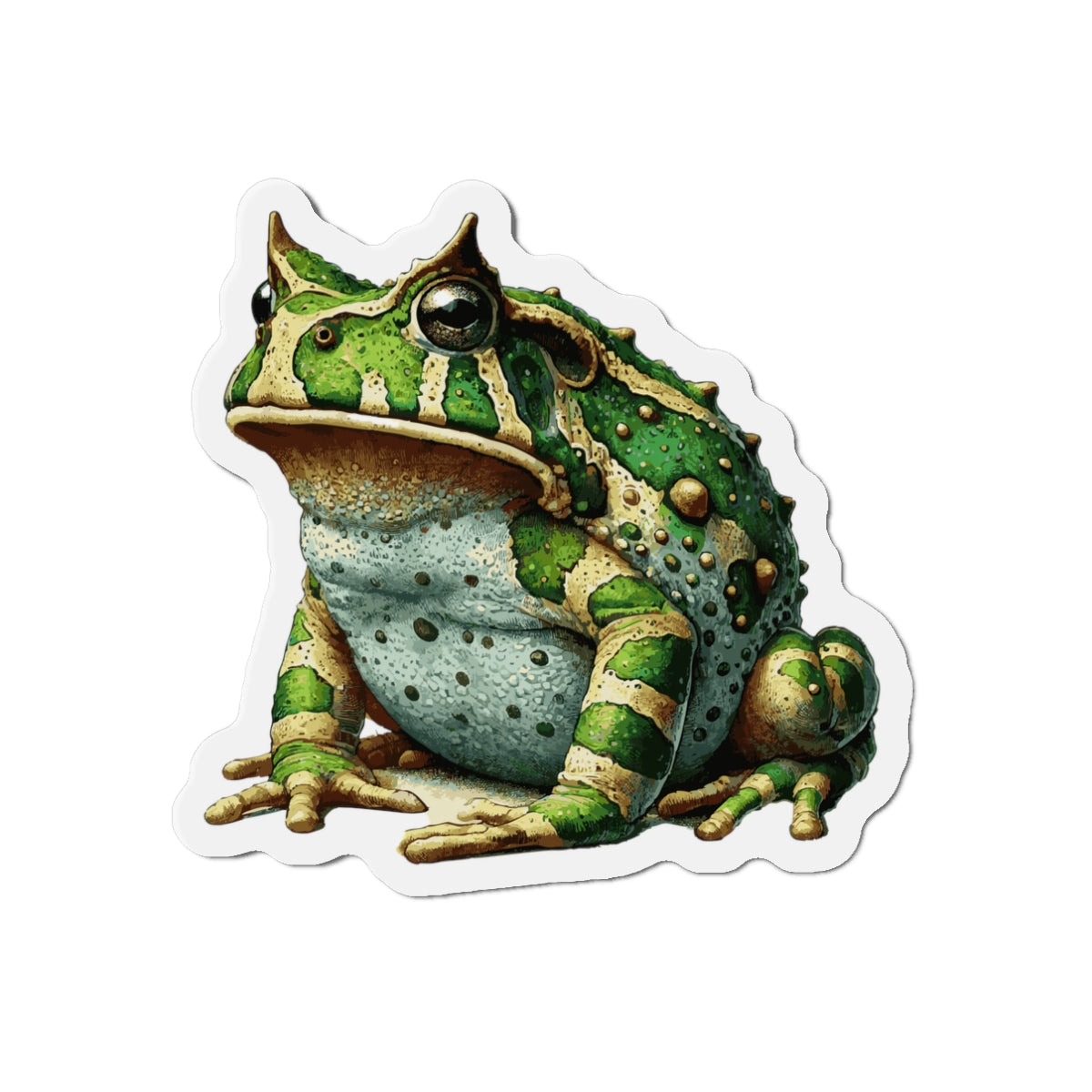 3-x-3-Die-Cut-1-pc Stickers Amazonian Horned Frog Vinyl Magnet | Quirky Frog Gift for Biology Nerds | Magnetized Fun