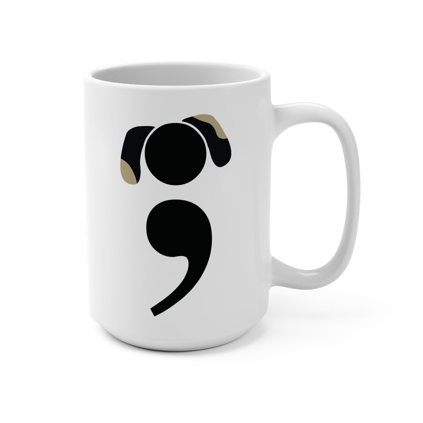 Funny cat lover mug with semicolon design and grammar humor | scene 2 up