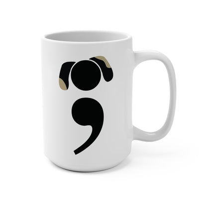 Funny cat lover mug with semicolon design and grammar humor | scene 2 up