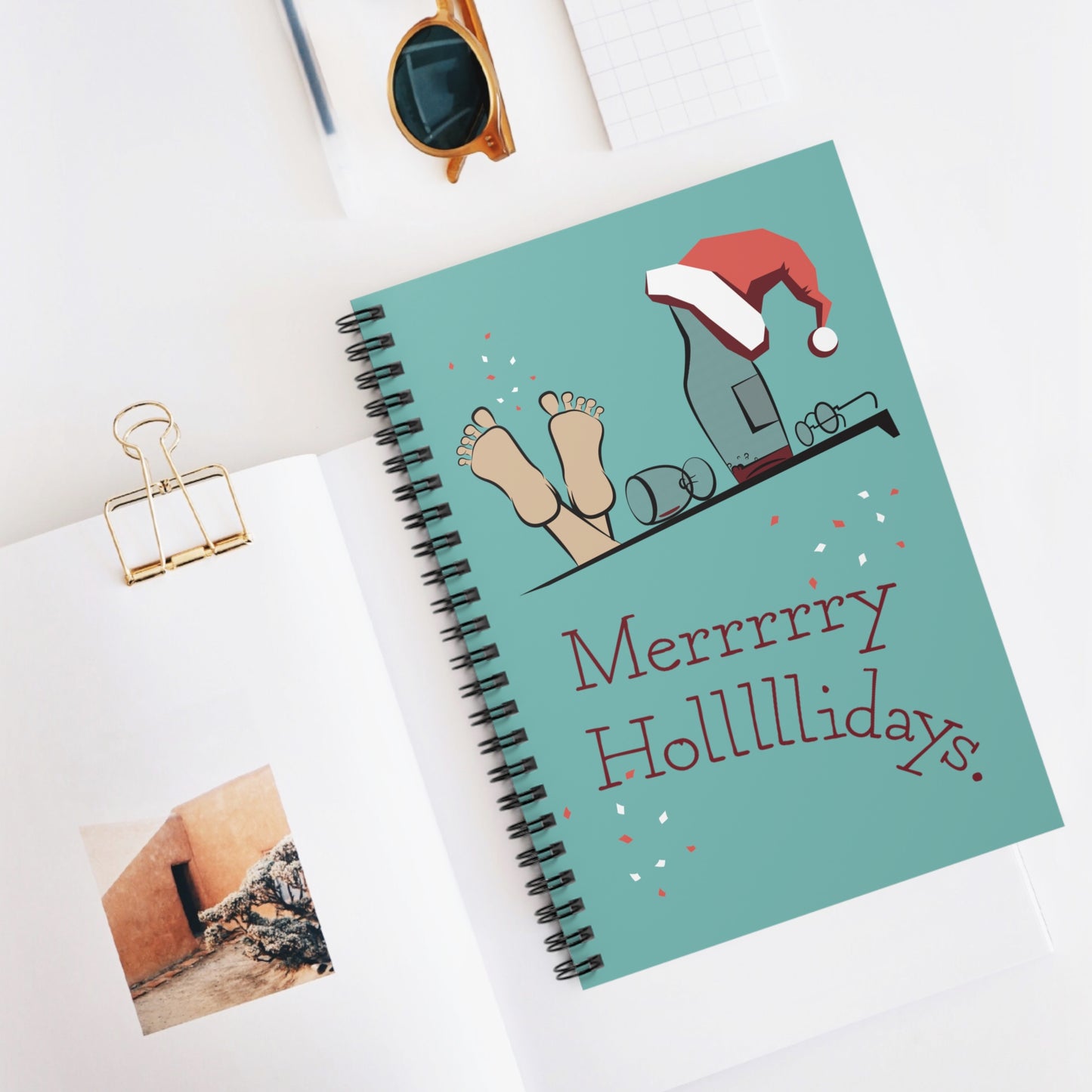 Merry Holidays Drunk Santa Notebook | Funny Holiday Journal for Christmas Lists