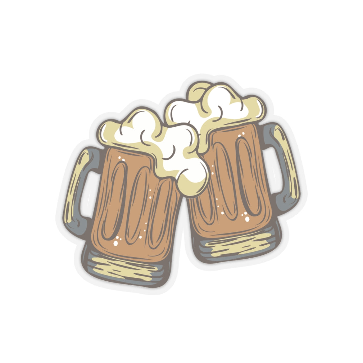 2 Beer Mugs Cheers Vinyl Sticker | Frothy Drinking Fun