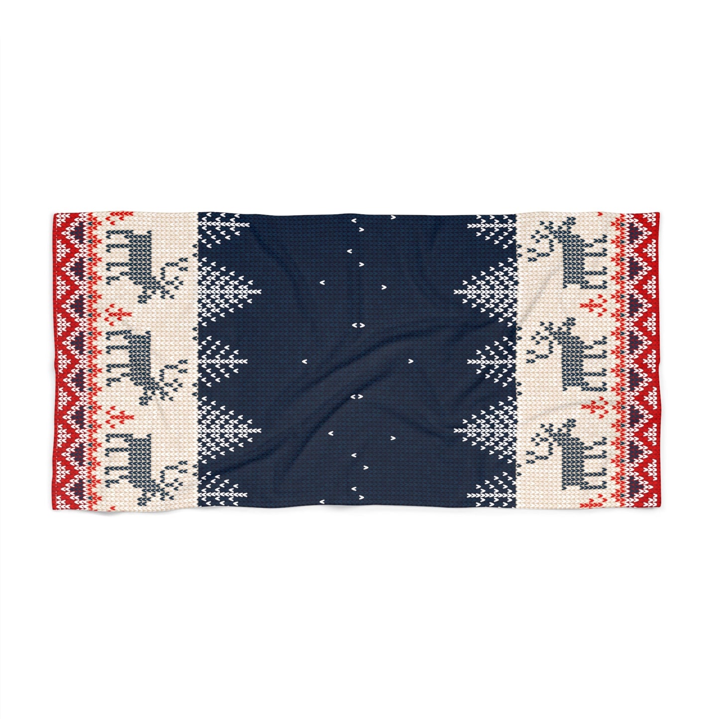 30-60 Home Decor Ugly Reindeer Sweater Beach Towel – Christmas in July Poolside Humor | Made in USA