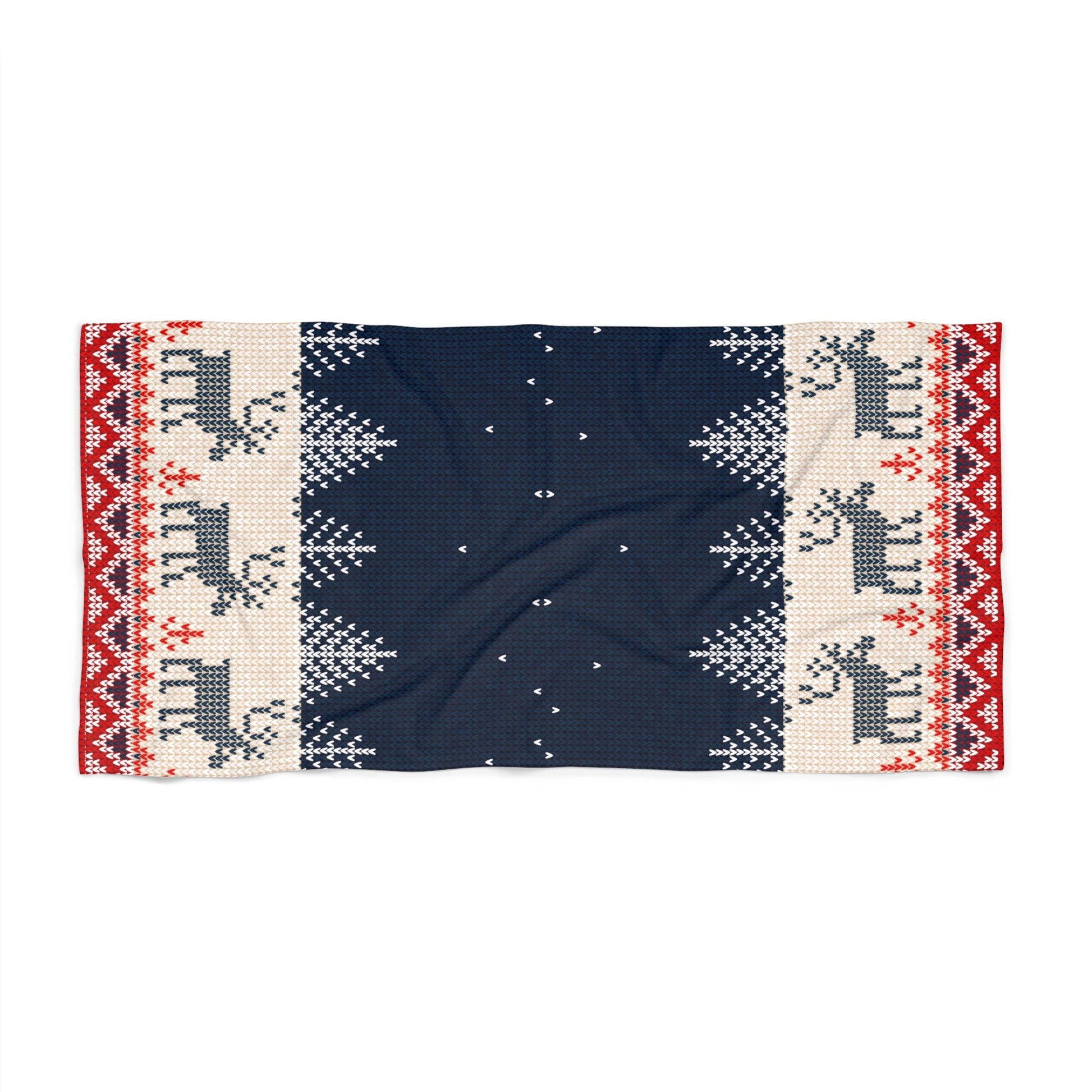 30-60 Home Decor Ugly Reindeer Sweater Beach Towel – Christmas in July Poolside Humor | Made in USA