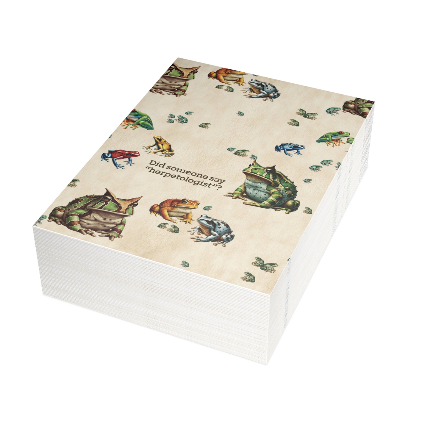 Frog Note Card Set | “Did Someone Say Herpetologists” | Blank Science Cards with Envelopes