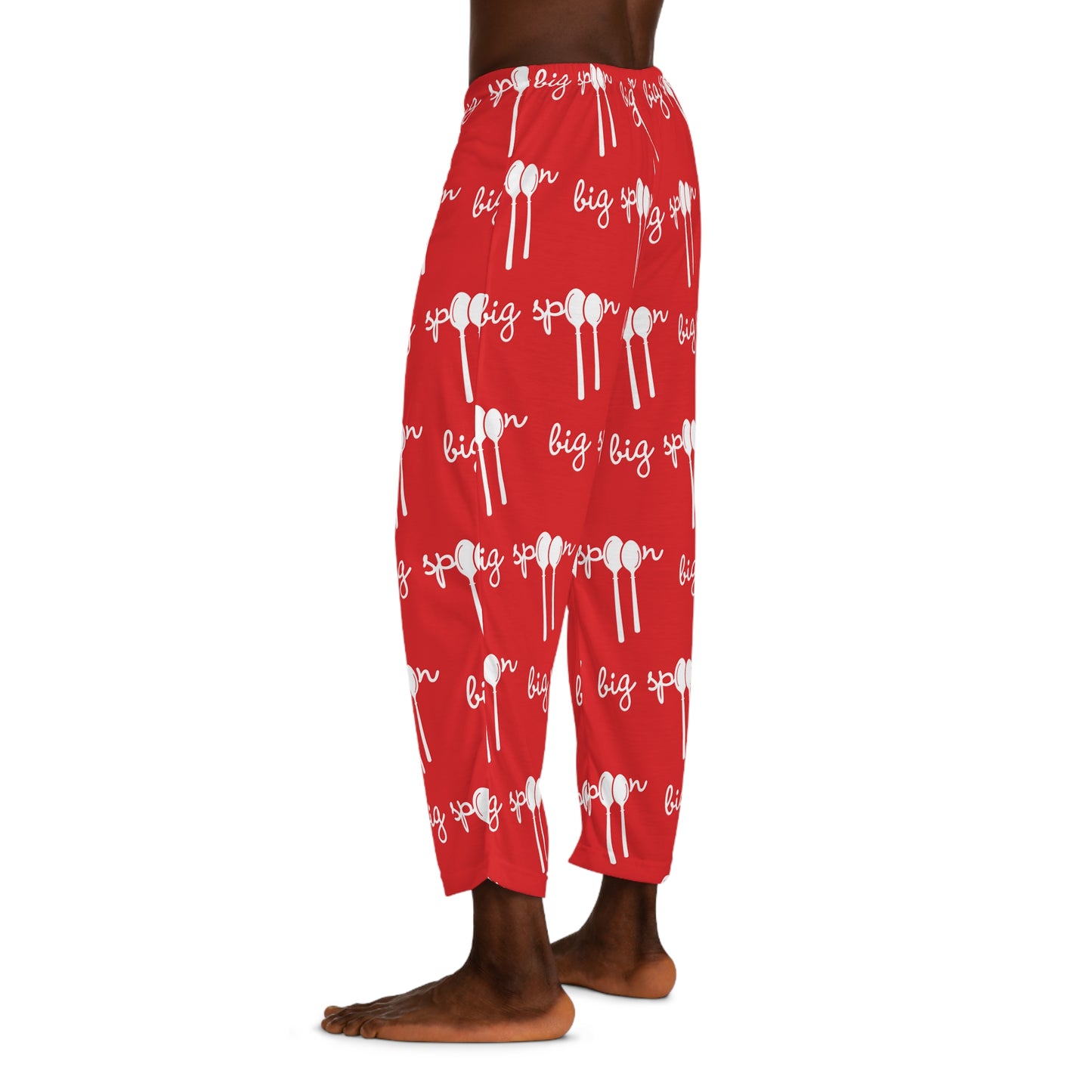 Men’s ‘Big Spoon’ Red Pajama Bottoms | Loungewear for Big & Little Spoons | Perfect Valentine’s Day Gift for Couples