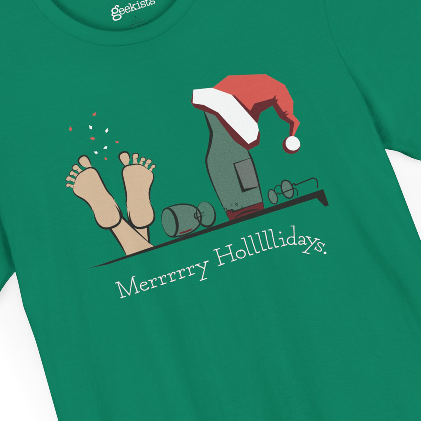 T-Shirt Merry Holidays Drunk Santa Christmas Tee | Funny Boozy Holiday Shirt for Party Lovers