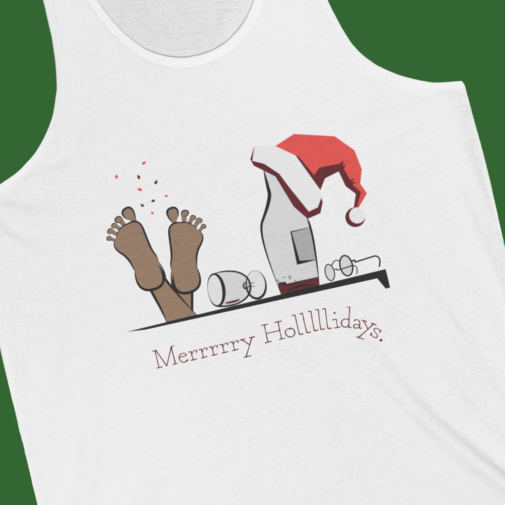 Tank Top Merry Holidays Drunk Santa Tank Top | Funny Boozy Christmas in July Shirt for Summer Celebrations