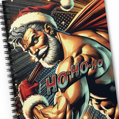 Ho-Ho-Ho! Naughty Santa Claus Spiral Notebook | Big Hanging Sack Festive Gift & Organizer