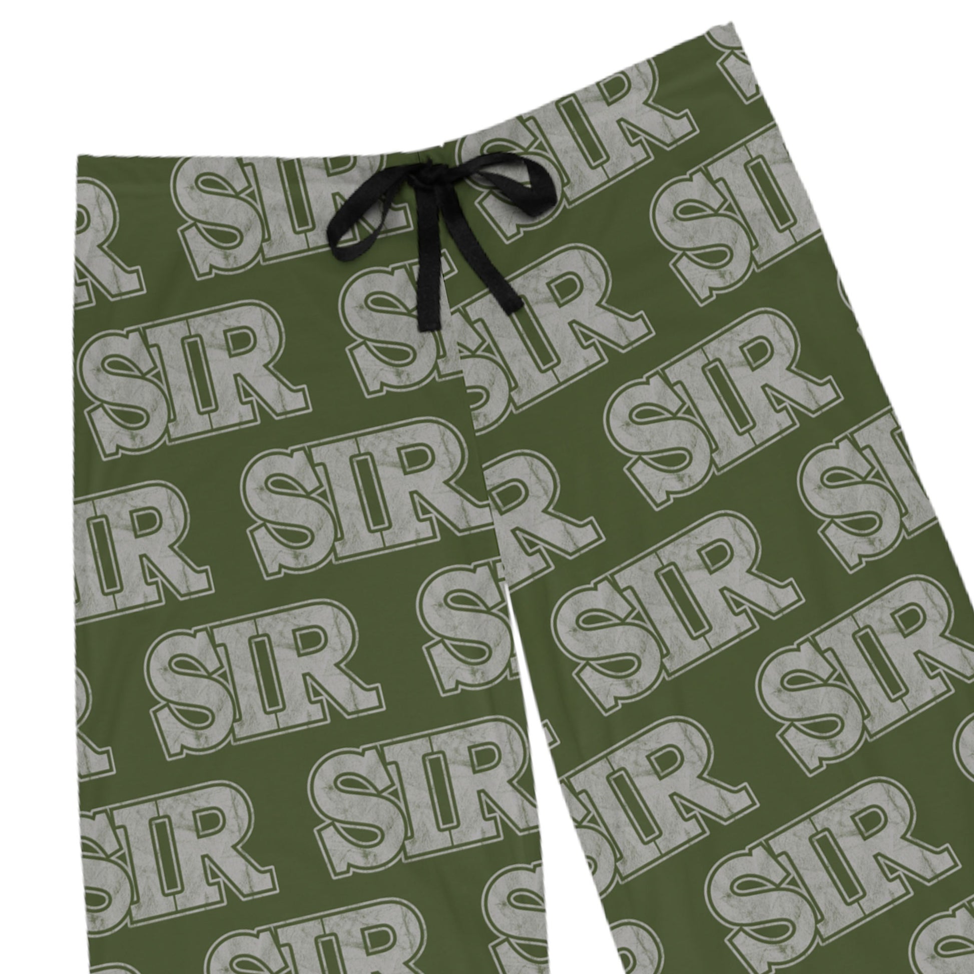 All Over Prints Sir Alpha Guy Military Nerd Men's Pajama Bottoms | Distressed Army Green Pattern | Bold Sleepwear for Alpha Personalities