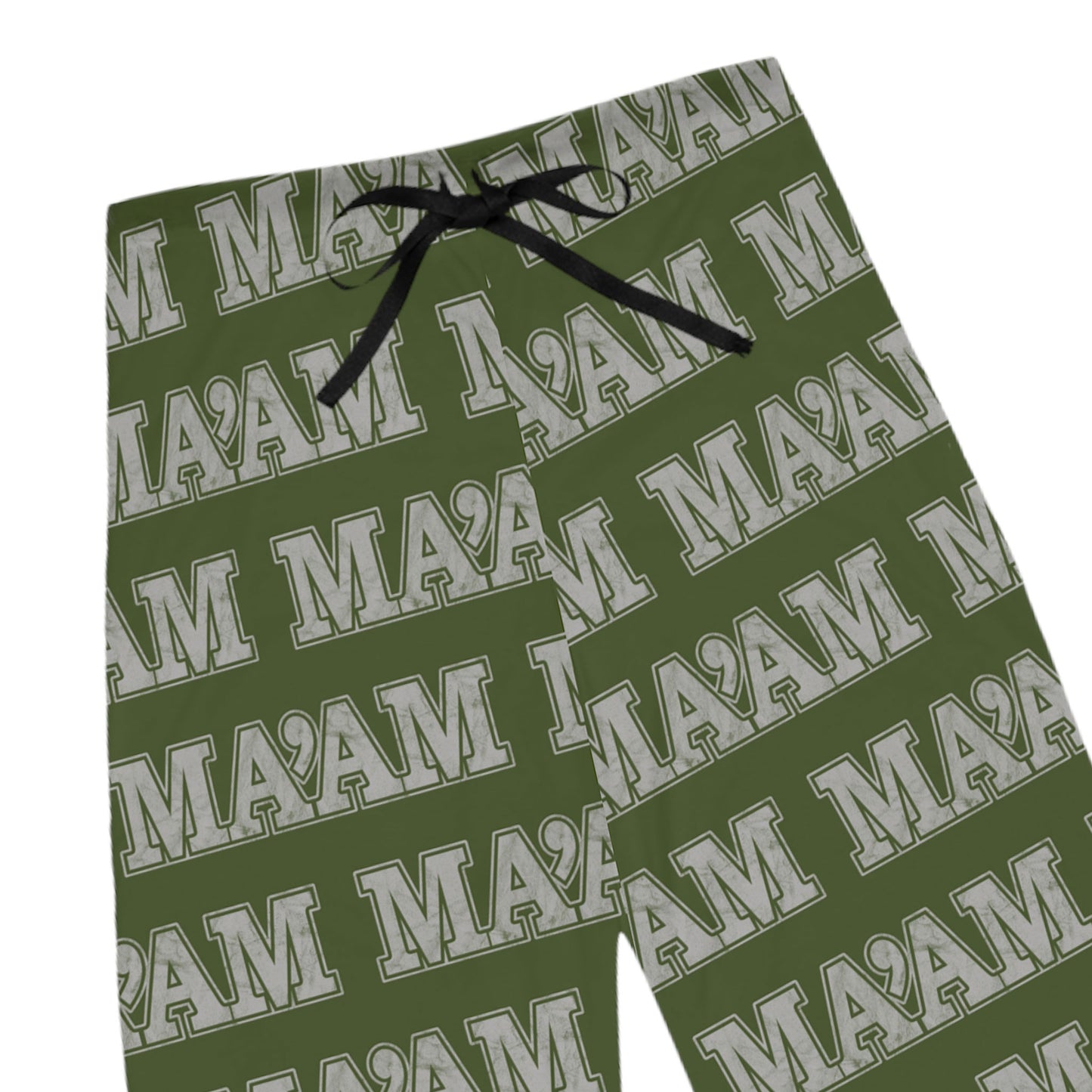 All Over Prints Ma’am Alpha Female Military Nerd Women's Pajama Bottoms | Distressed Army Green Pattern | Bold Sleepwear for Alpha Women