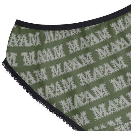 All Over Prints Ma’am Alpha Female Military Nerd Briefs | Army Green Distressed Pattern | Commanding Underwear for Alpha Women