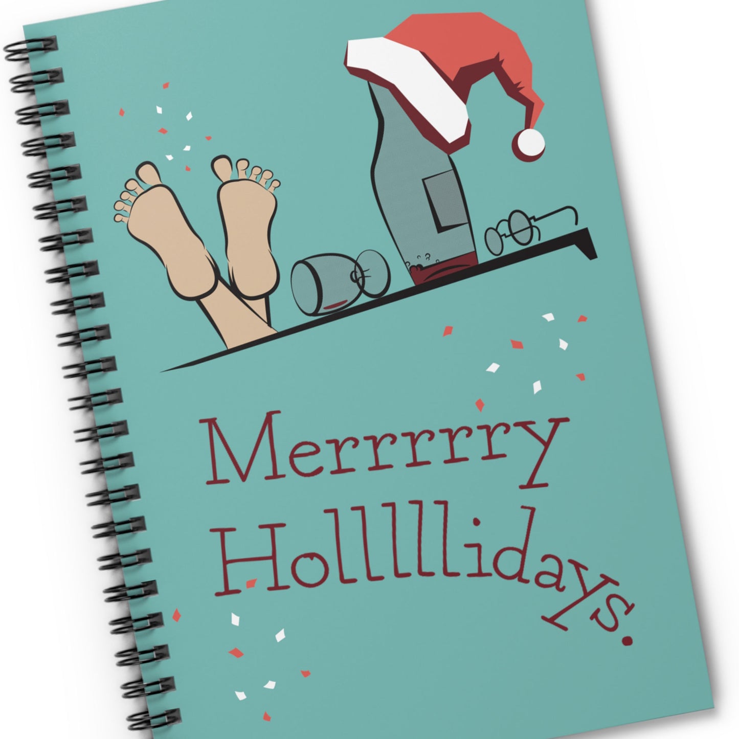 Merry Holidays Drunk Santa Notebook | Funny Holiday Journal for Christmas Lists