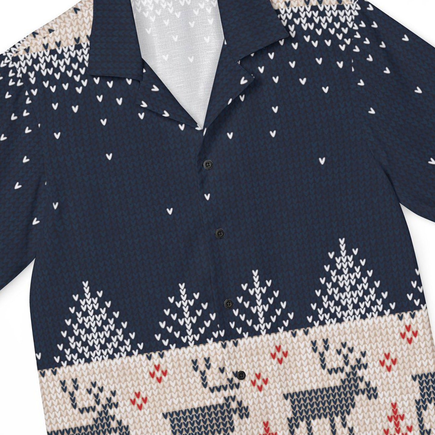 Ugly Reindeer Sweater Men’s Hawaiian Camp Shirt | Festive Knit-Look Button-Up | Funny Holiday Fashion