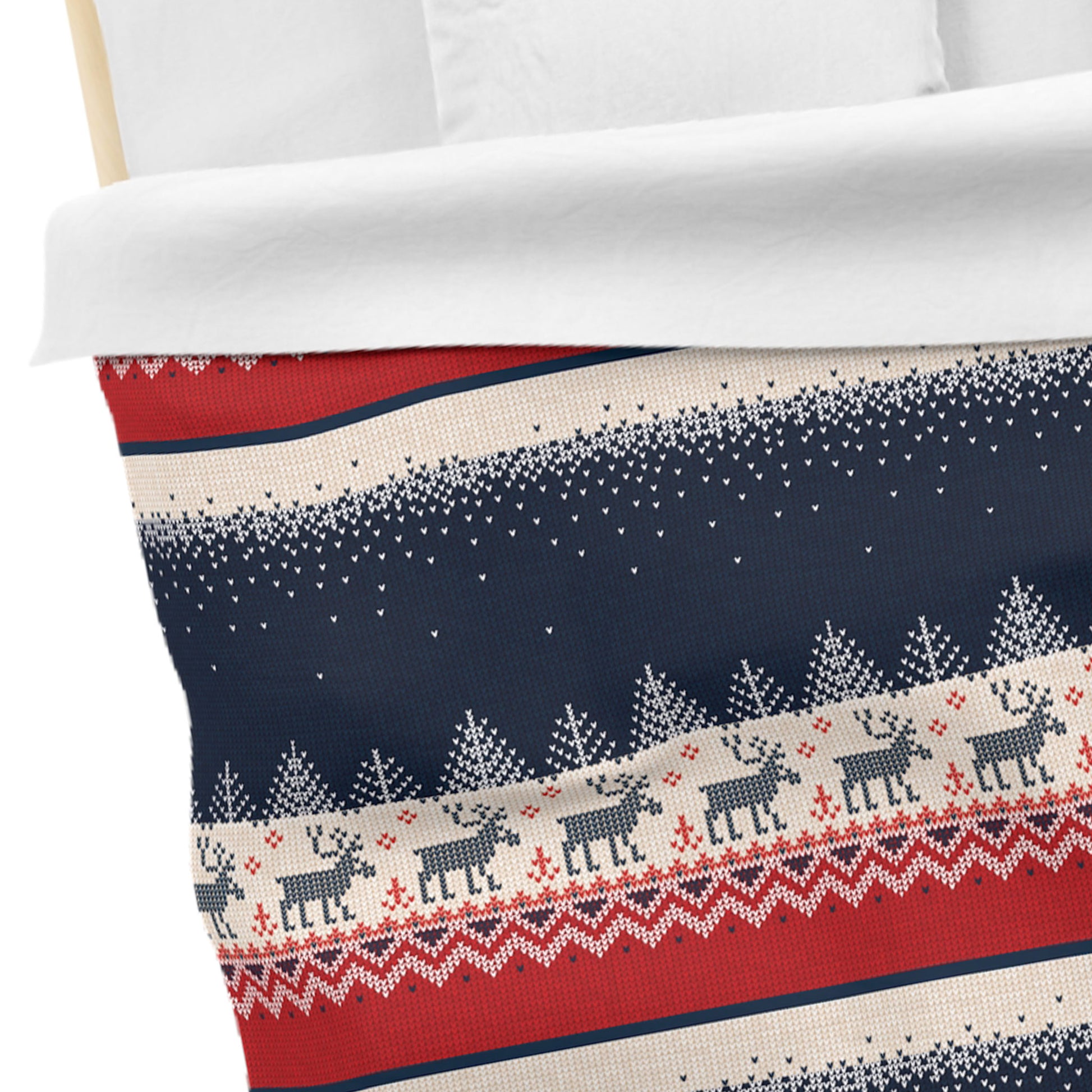 Bed & Bath Ugly Reindeer Sweater Duvet Cover | Festive Knit-Look Bedding | Funny Holiday Bedroom Decor