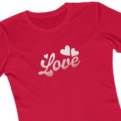 T-Shirt Bursting with Love Women’s Boyfriend Tee | Romantic Valentine’s Shirt | Red & Pink for Feb 14