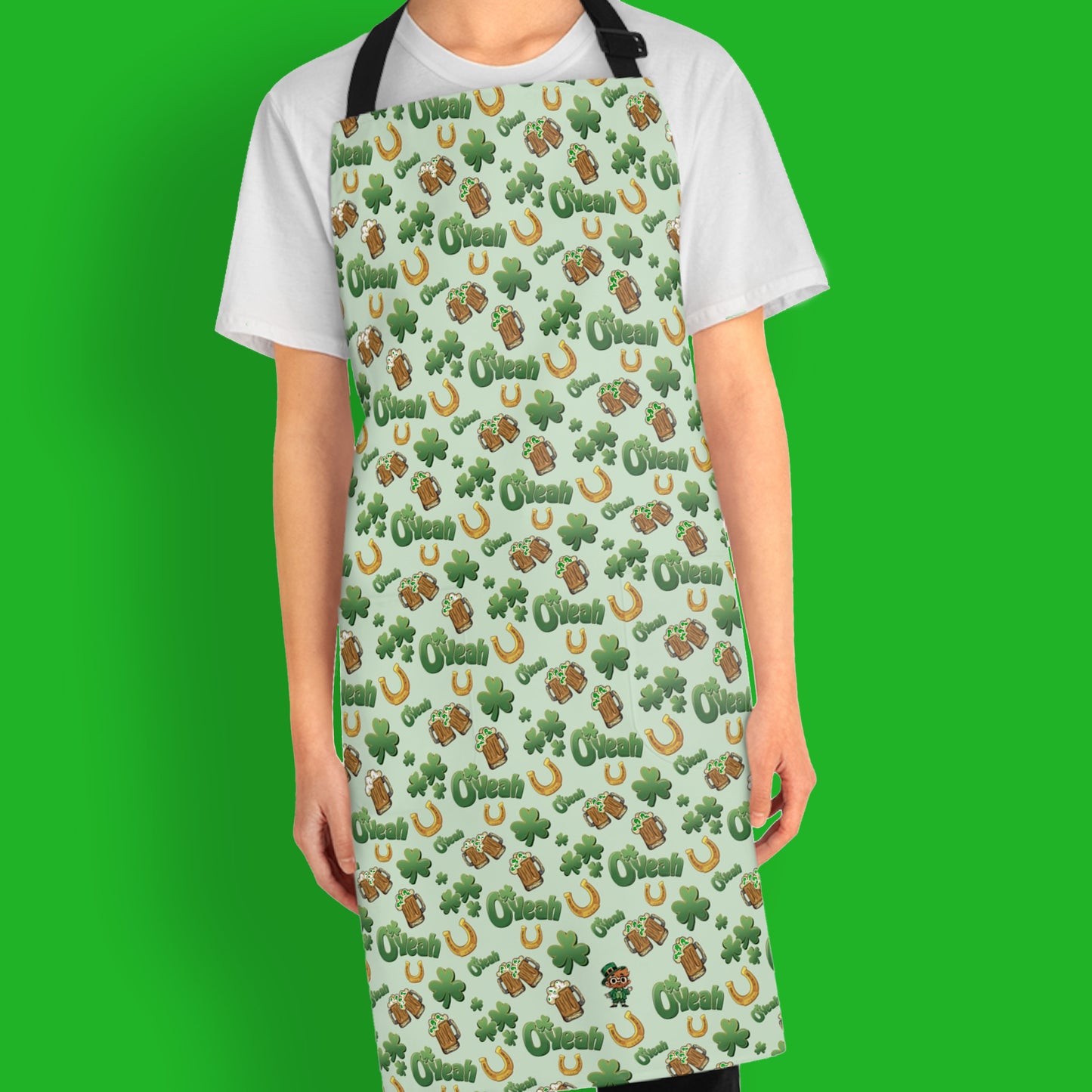 Find the Nerdy Leprechaun Kitchen Apron | Fun St. Patrick’s Day Cooking Gear | Shamrocks & Beer Print