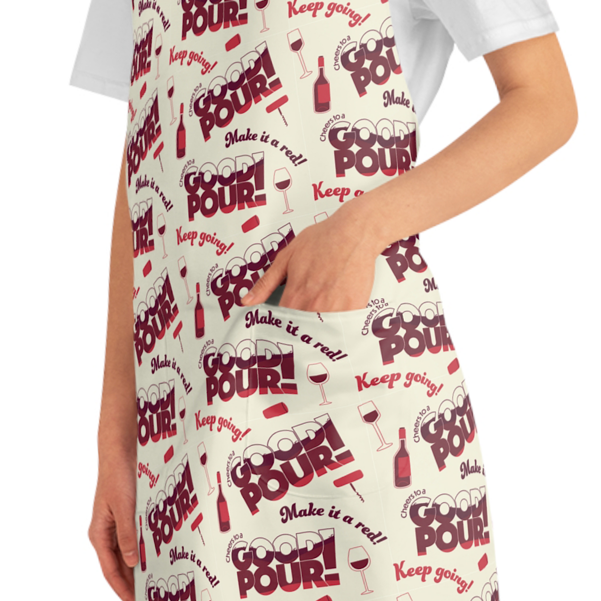 All Over Prints Cheers to a Good Pour | Wine-Themed Kitchen Apron | Adjustable Cooking & Grilling Apron