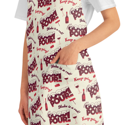 All Over Prints Cheers to a Good Pour | Wine-Themed Kitchen Apron | Adjustable Cooking & Grilling Apron