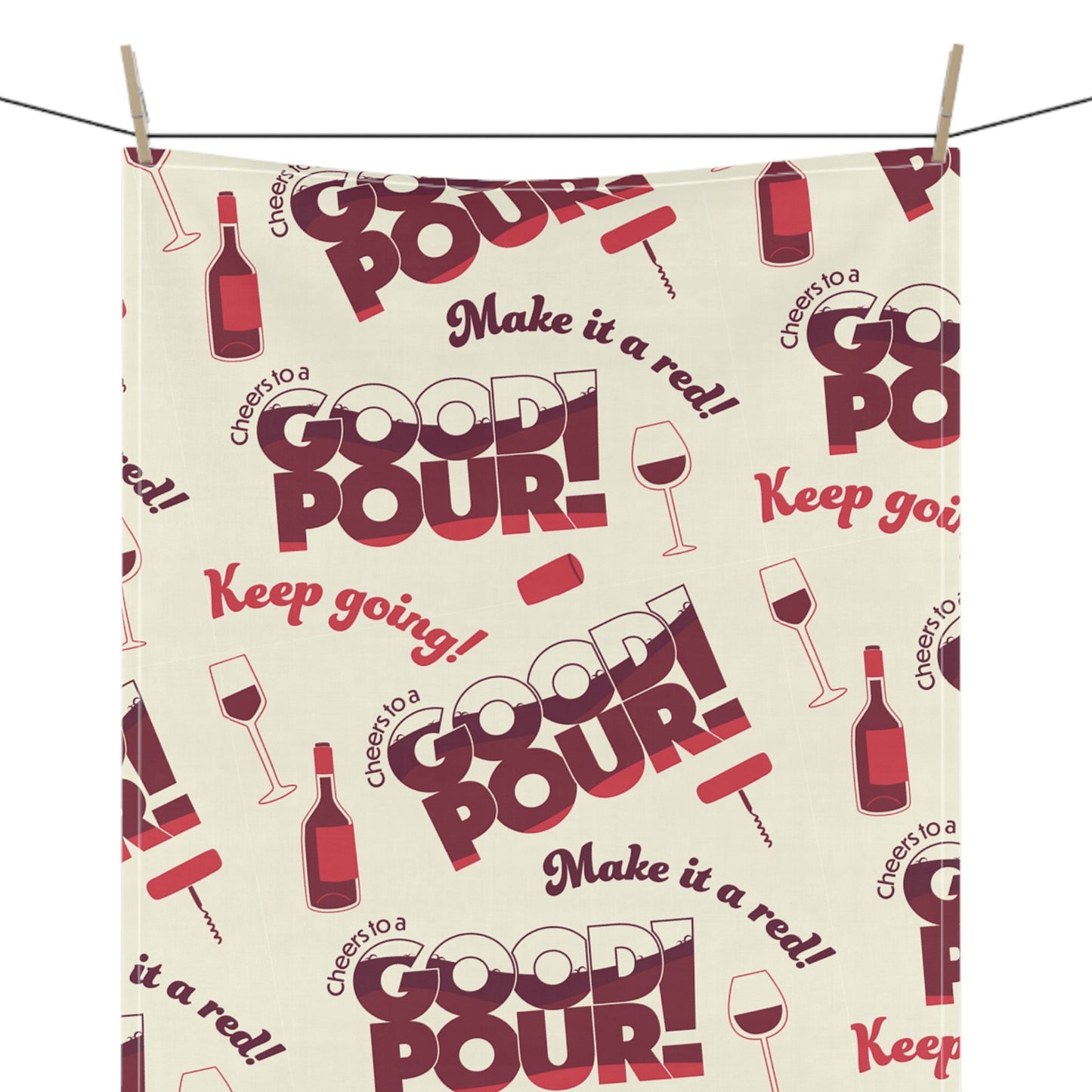 Kitchen & Dining Cheers to a Good Pour | Wine-Themed Kitchen/Bar Towel | Absorbent Cotton or Polyester