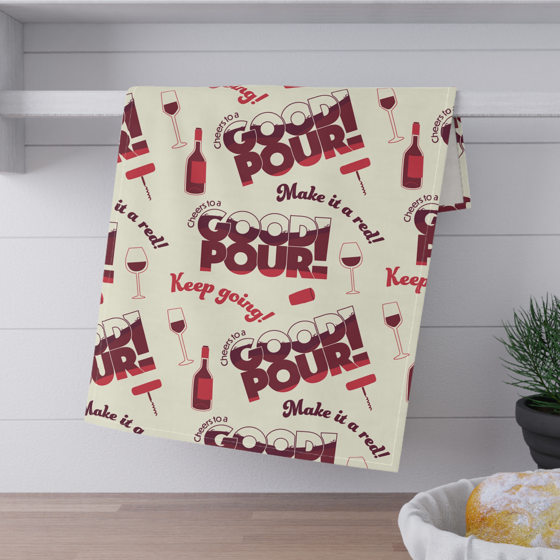 Kitchen & Dining Cheers to a Good Pour | Wine-Themed Kitchen/Bar Towel | Absorbent Cotton or Polyester