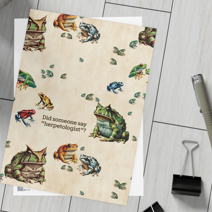 Frog Note Card Set | “Did Someone Say Herpetologists” | Blank Science Cards with Envelopes