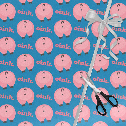 Paper Stuff > Gift Giving > Wrapping Paper Funny Pig Wrapping Paper - “Oinker Says Oink” Gift Wrap for Animal Lovers