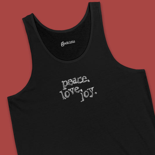 Peace Love Joy Tank Top | Ironic Holiday Sleeveless Shirt – Free Shipping