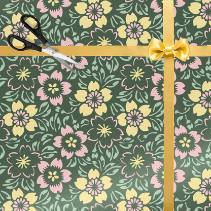 Home Decor Pastel Floral Wrapping Paper - Folk-Inspired Gift Wrap for Spring and Mother’s Day