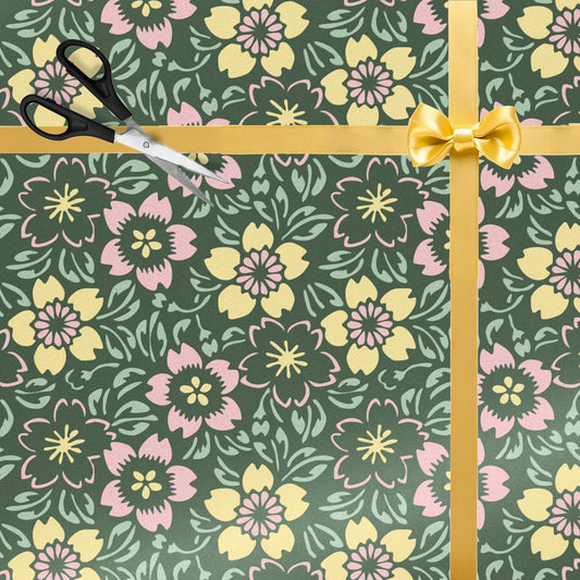 Home Decor Pastel Floral Wrapping Paper - Folk-Inspired Gift Wrap for Spring and Mother’s Day