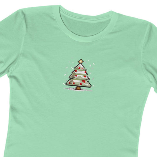 T-Shirt 8-Bit Xmas Tree Women's T-Shirt | Slim Fit Shirt | Graphic Tee for Feminine Ladies