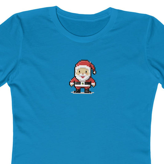 T-Shirt 8-Bit Santa Women's T-Shirt | Slim Fit Shirt | Graphic Tee for Feminine Ladies