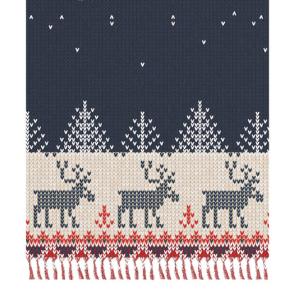 Home Decor Ugly Reindeer Sweater Boho Blanket – Christmas in July Beach Throw | Made in USA