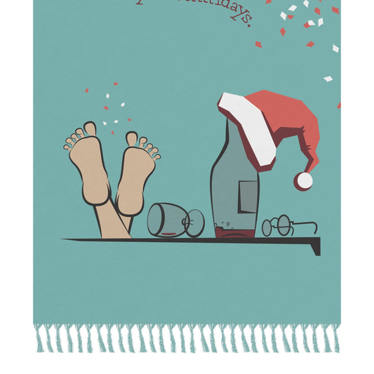 Home Stuff > Outdoor Living > Boho Beach Blanket Merry Holidays Drunk Santa Beach Blanket | Funny Christmas in July Blanket