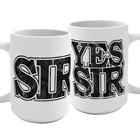Sir Yes Sir 15oz Coffee Mug with Distressed Typography